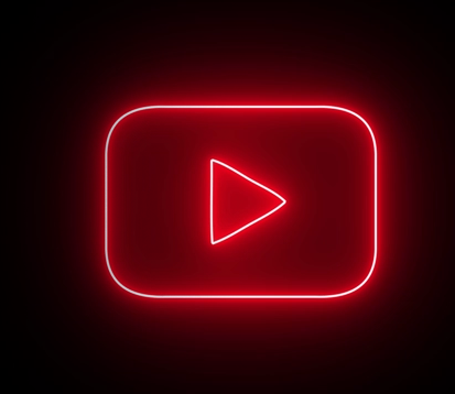 Logo Youtube com luz neon vermelha