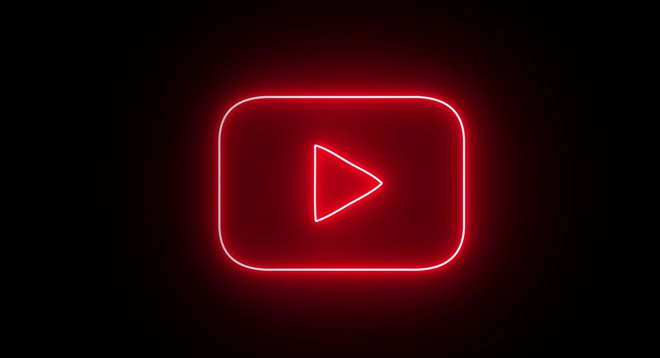 Logo Youtube com luz neon vermelha