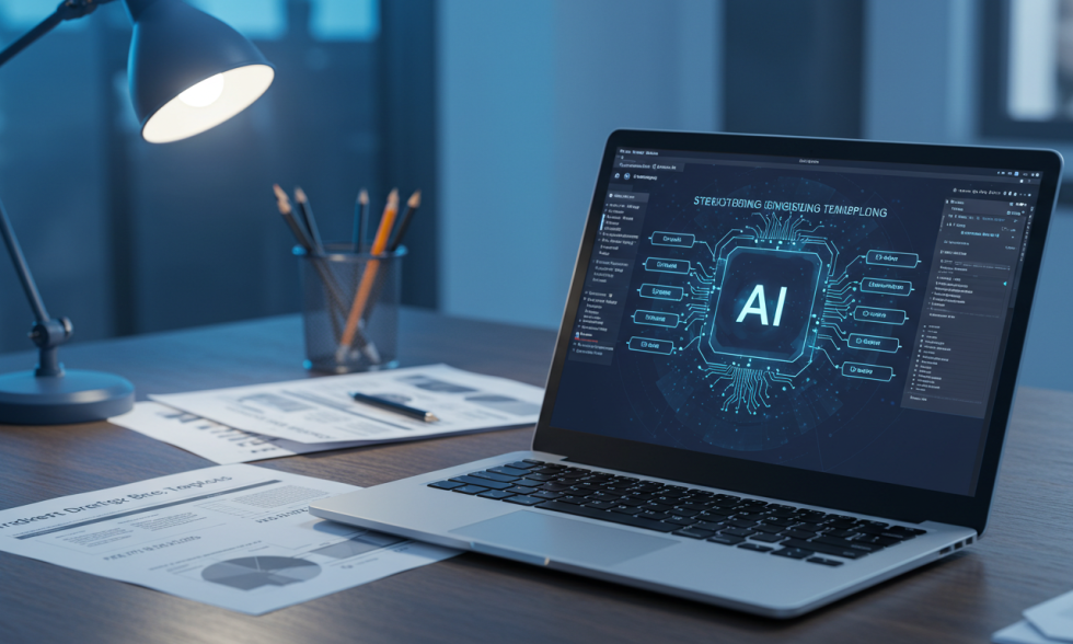 Comparação entre prompt de IA estruturado e briefing tradicional de marketing em um espaço de trabalho moderno, ilustrando como o prompt se tornou o novo briefing digital.
